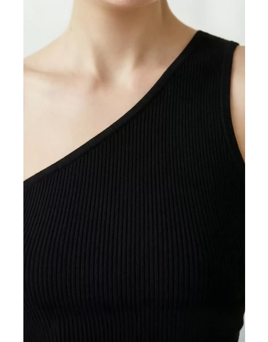 Kadın Siyah Tek Omuz Crop Büstiyer – Modern ve Şık Tasarım