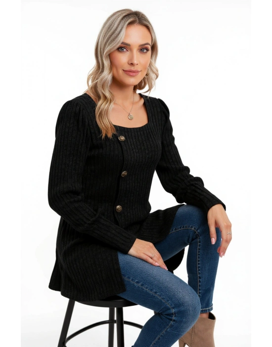 Kadın Uzun Kollu Düğmeli Mevsimlik Bluz – Yumuşak Dokulu, Esnek ve Sıcak Tutan Kumaş