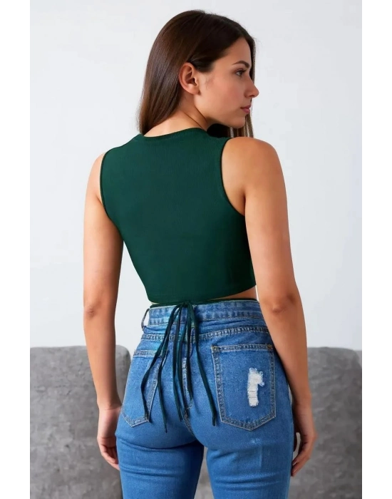 Kadın Yeşil Çapraz Bağlamalı Crop Top Büstiyer – Modern ve Şık Tasarım