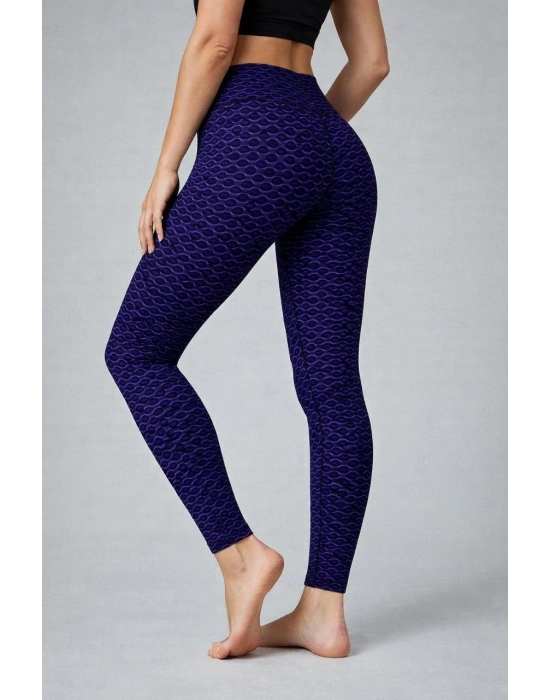 Kadın Yüksek Bel Toparlayıcı Likralı Büzgülü Tayt - Mavi