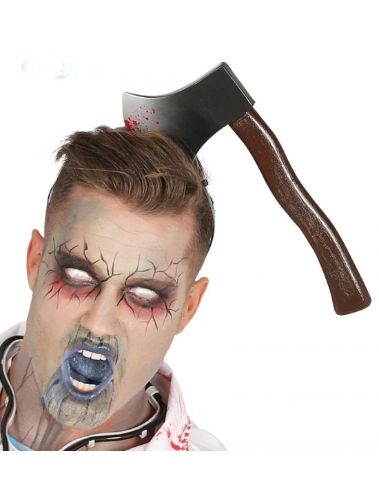 Kafaya Saplanmış Halloween Kanlı Balta Şaka Tacı