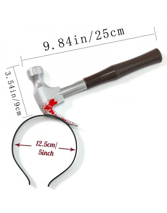 Kafaya Saplanmış Kahverengi Saplı Çekiç Şaka Tacı