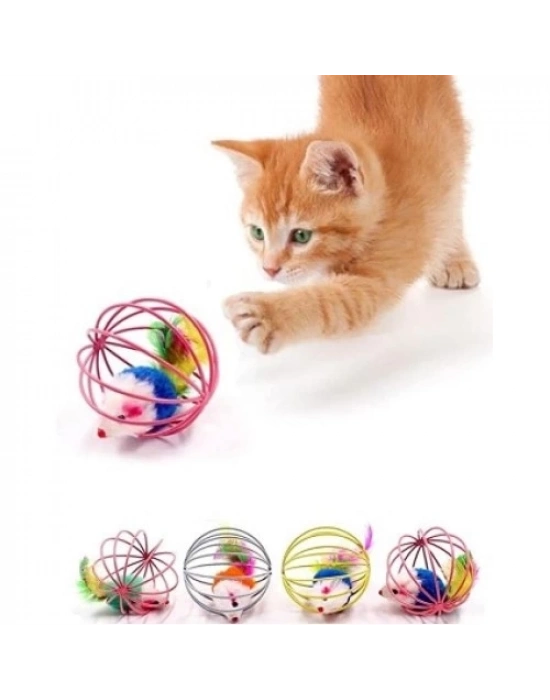 KAFESLI FARELI KEDI KÖPEK OYUN TOPU