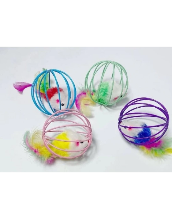 KAFESLI FARELI KEDI KÖPEK OYUN TOPU