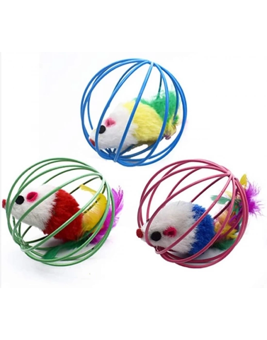 KAFESLI FARELI KEDI KÖPEK OYUN TOPU