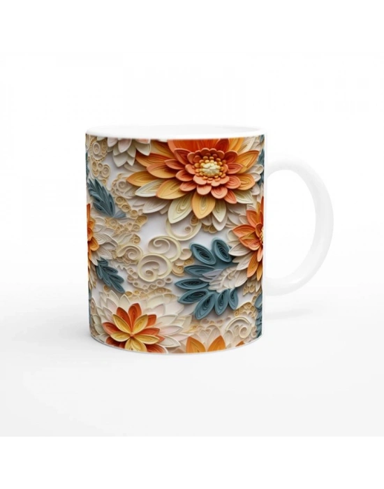 Kağıt Katmanlı Şakayık Desenli Kupa Bardak