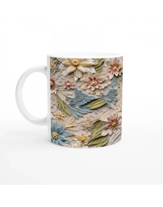 Kağıt Kıvrım Stilinde Çiçekli Kupa Bardak