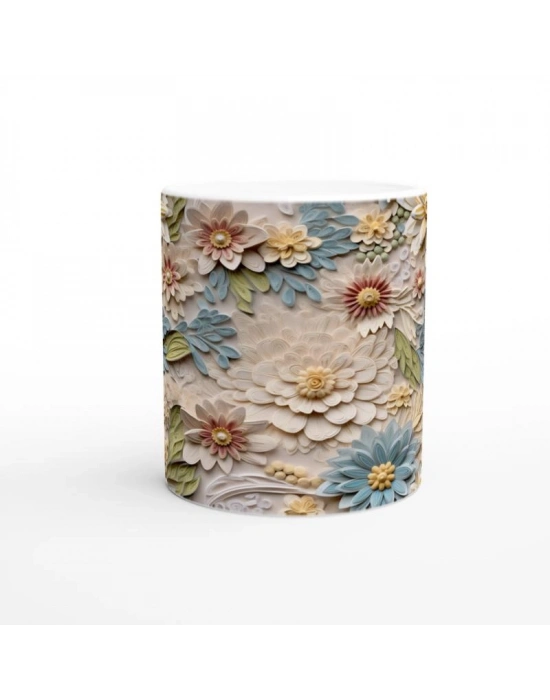 Kağıt Kıvrım Stilinde Çiçekli Kupa Bardak