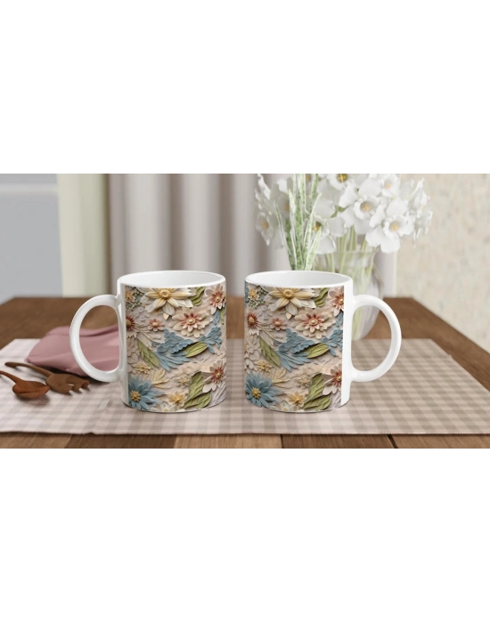 Kağıt Kıvrım Stilinde Çiçekli Kupa Bardak