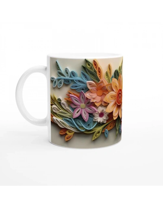 Kağıt Sanatı Çiçekli Kupa Bardak