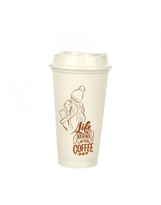 Kahve Bardağı - Kapaklı Beyaz 473 Ml