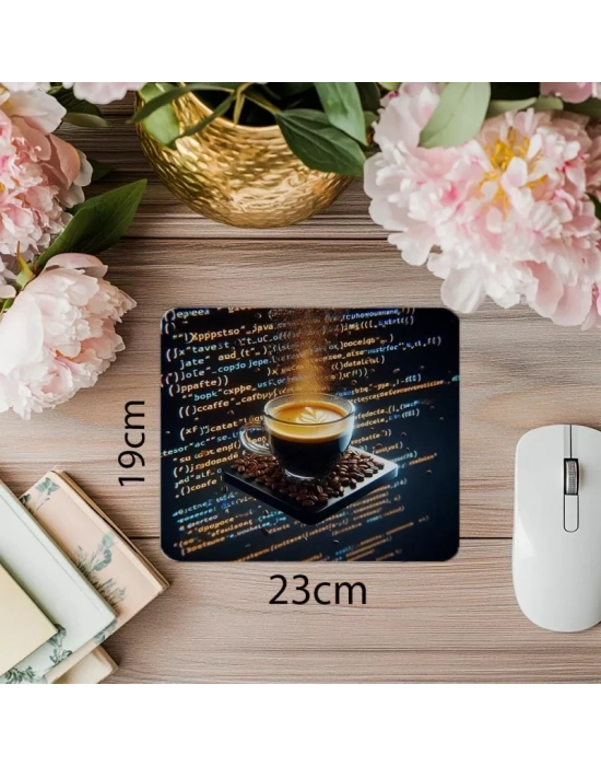 Kahve Kodu Arasında Denge Mouse Pad - 19x23 cm 2 mm Dikdörtgen İthal Baskılı Mouse Pad