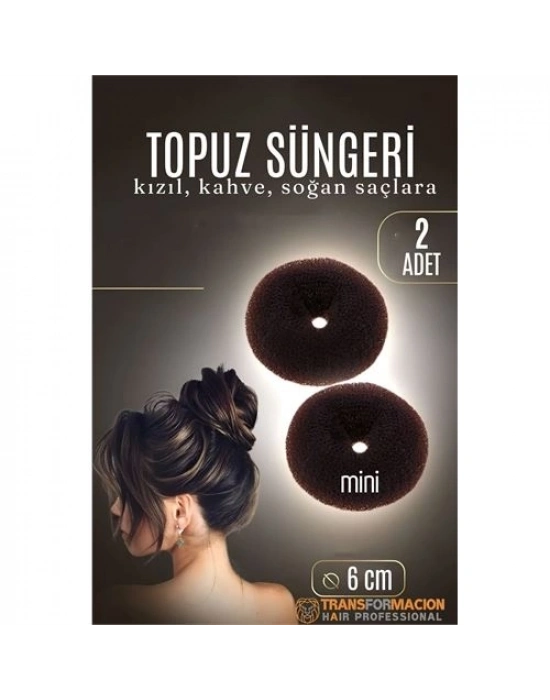 KAHVE Mini Saç Topuz Süngeri  2 ADET 6 CM Çap 2.5 cm Kalınlık 721881
