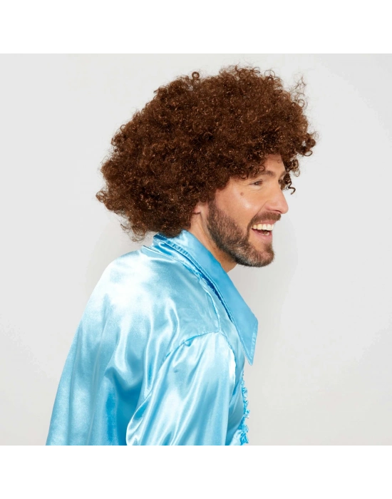 Kahve Renk Kıvırcık Afro Bonus Peruk