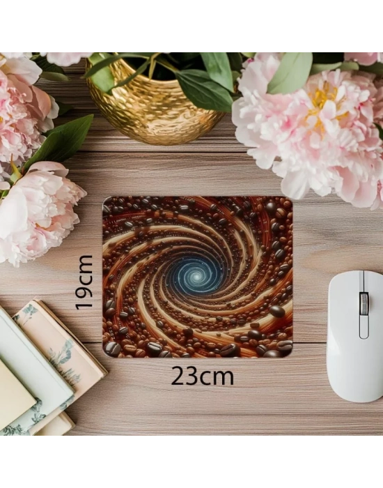 Kahve ve Kodun Buluştuğu Estetik Mouse Pad - 19x23 cm 2 mm Dikdörtgen İthal Baskılı Mouse Pad