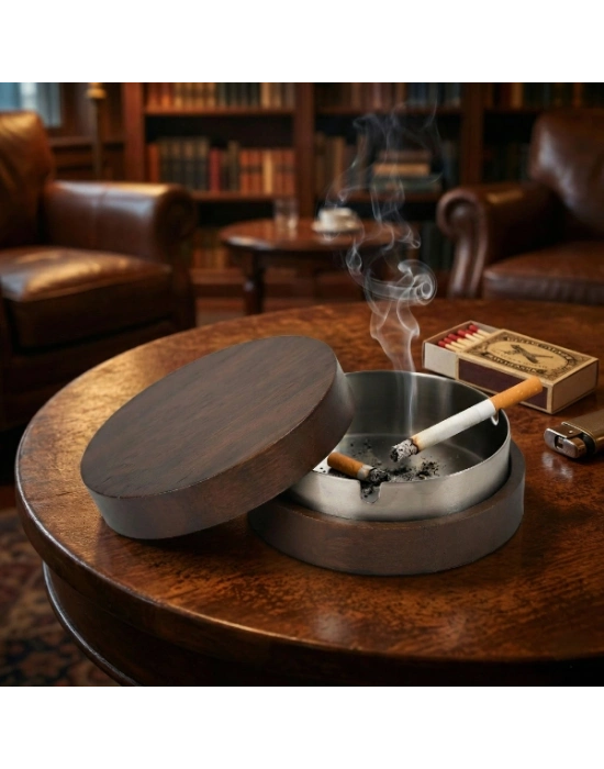 Kahverengi Bambu Kapaklı Küllük