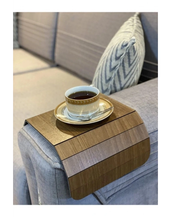 Kahverengi Koltuk Kenarı Ahşap Kaymaz Tepsi