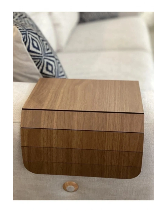 Kahverengi Koltuk Kenarı Ahşap Kaymaz Tepsi