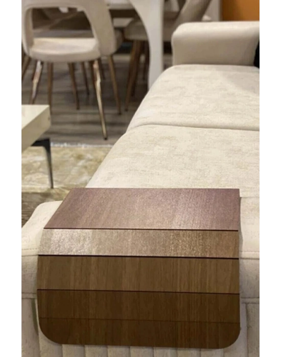 Kahverengi Koltuk Kenarı Ahşap Kaymaz Tepsi