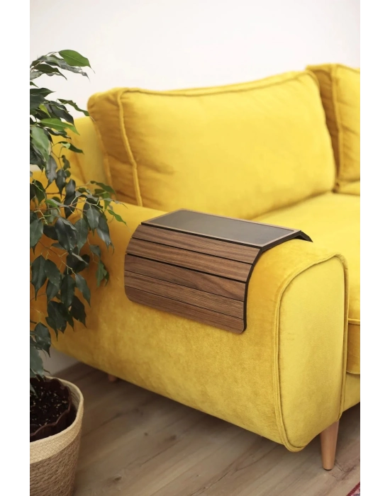 Kahverengi Koltuk Kenarı Ahşap Kaymaz Tepsi