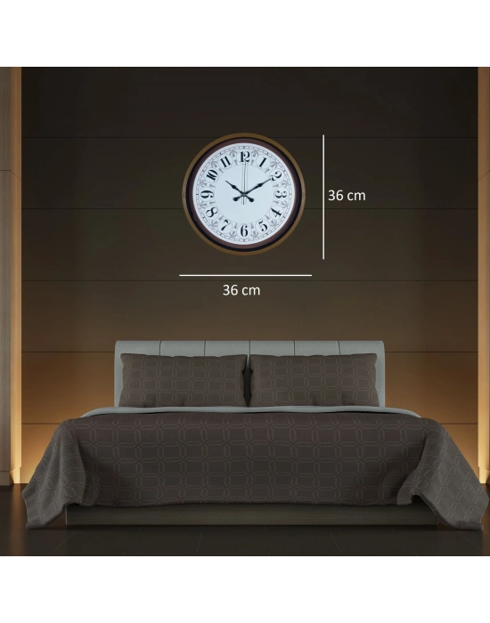 Kahverengi Motifli 36 Cm Duvar Saati