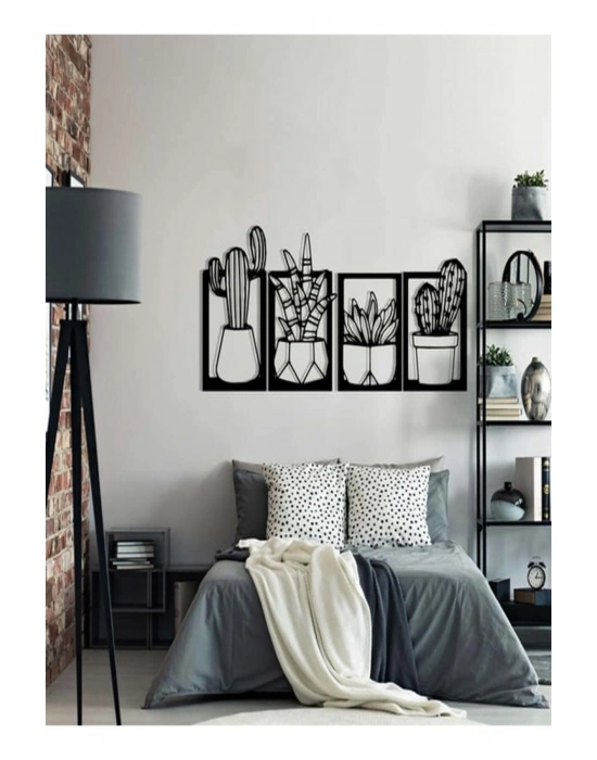 ® Kaktüs Çerçeve Serisi – Ahşap Duvar Dekoru (4’lü Set)