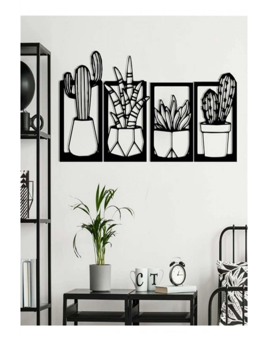 ® Kaktüs Çerçeve Serisi – Ahşap Duvar Dekoru (4’lü Set)