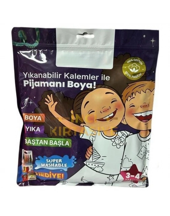 Kalem Hediyeli Boyanabilir Pijama 3-4 Yaş