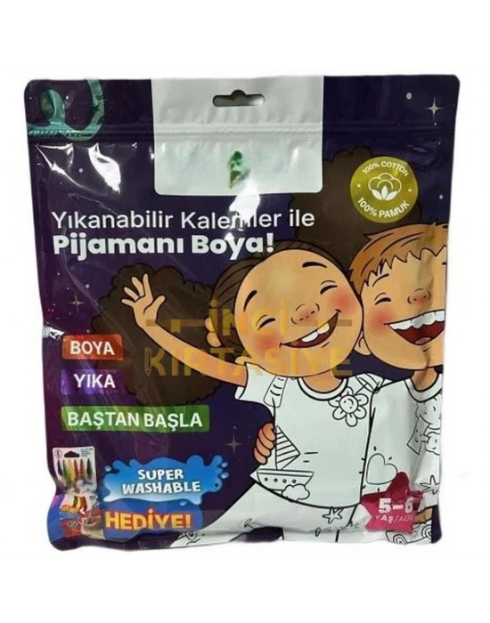 Kalem Hediyeli Boyanabilir Pijama 5-6 Yaş