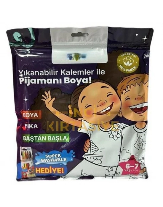 Kalem Hediyeli Boyanabilir Pijama 6-7 Yaş