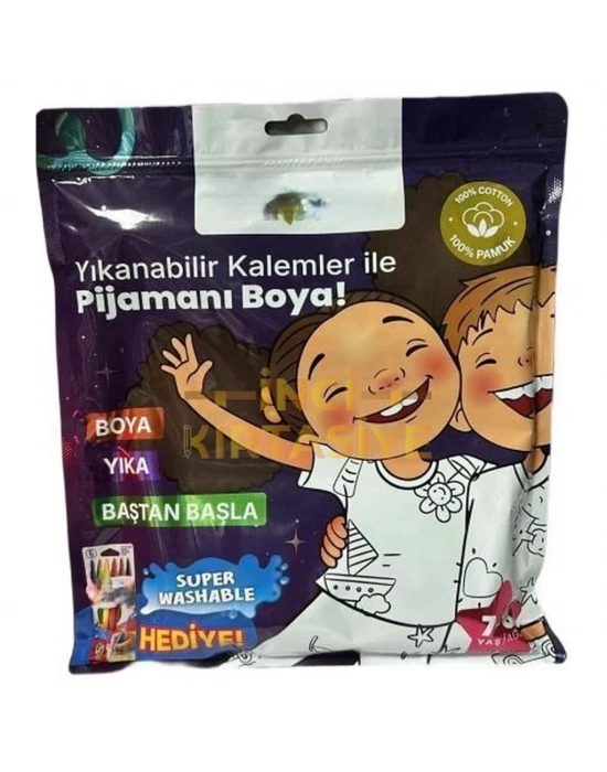 Kalem Hediyeli Boyanabilir Pijama 7-8 Yaş
