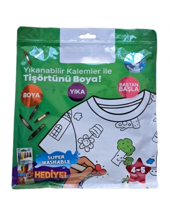 Kalem Hediyeli Boyanabilir Tişört 4-5 Yaş