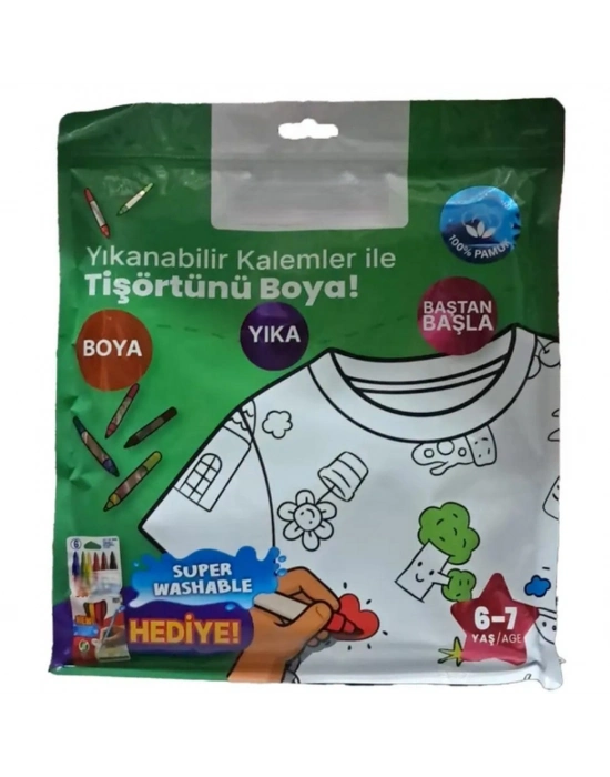 Kalem Hediyeli Boyanabilir Tişört 6-7 Yaş