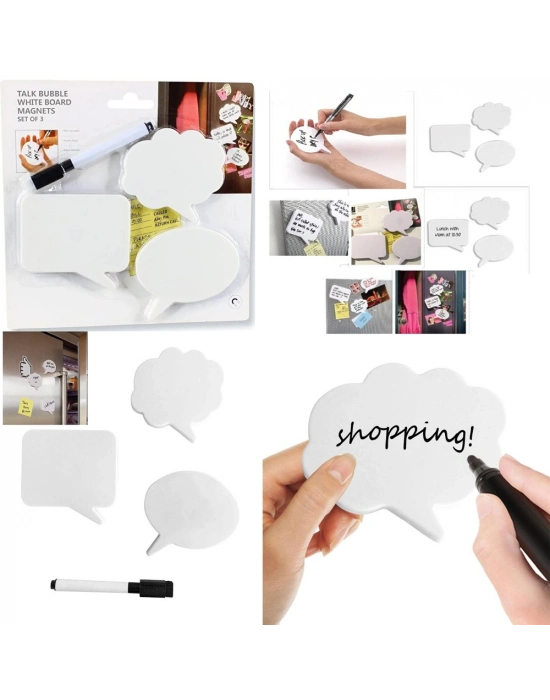 Kalemli Konuşma Balonu Tasarımlı 3lü Magnet Seti