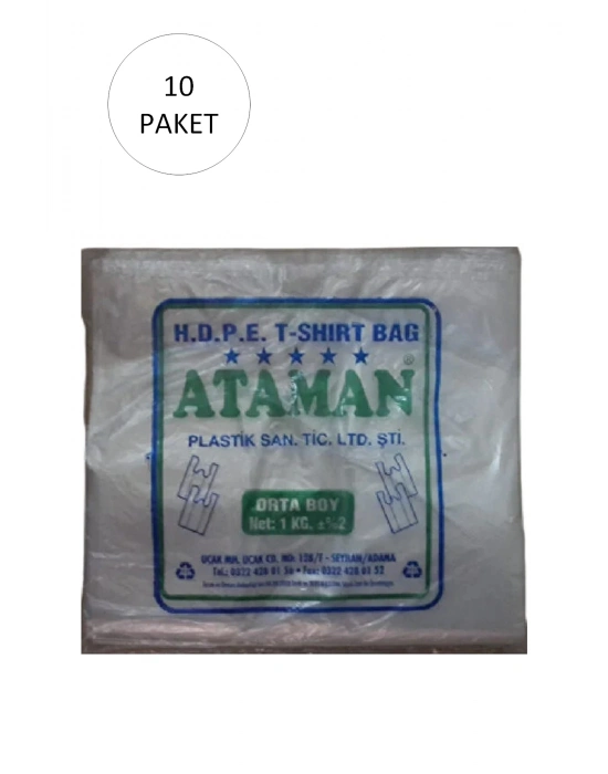 Kalın Şeffaf Atlet Poşet Orta Boy 27x47 Cm 1 Kg (10 Paket-Takriben 1,450 Adet)