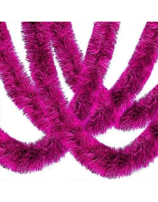 Kalın Simli Parti Süsü 2 Metre Fuşya