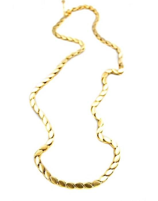 Kalın Uzun Arpa Zincir Kolye - Altın