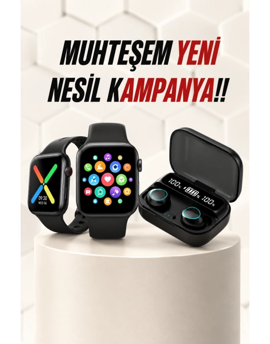 Kaliteli Akıllı Saat ve Kaliteli Bluetooth Kulaklık ANC Özelliği Uzun Pil Ömrü