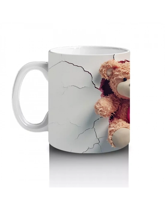 Kalp Arasında Sarılmış Sevimli Ayıcıklar – Baskılı Kahve Kupası