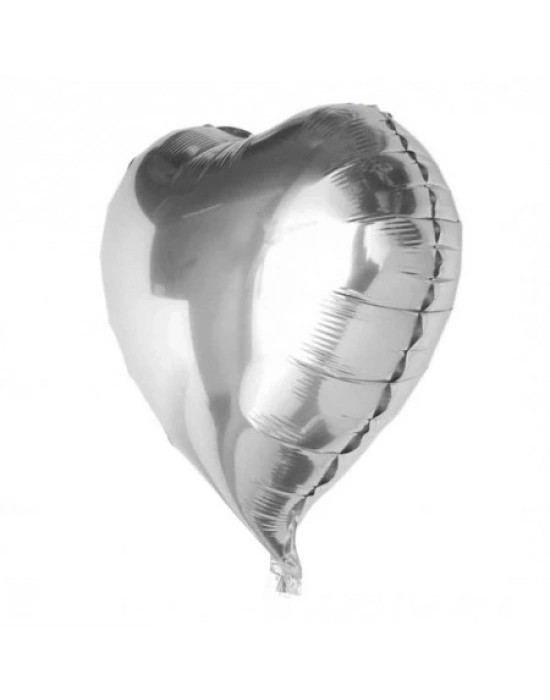 Kalp Balon Folyo Gümüş 60 Cm 24 İnç
