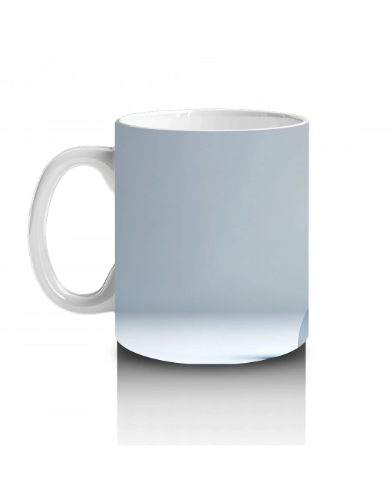 Kalp Balonu Tutan Beyaz Deniz Canlısı – Baskılı Kahve Kupası