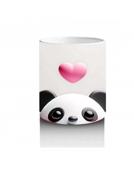Kalp Balonu Tutan Şirin Panda – Baskılı Kupa Bardak