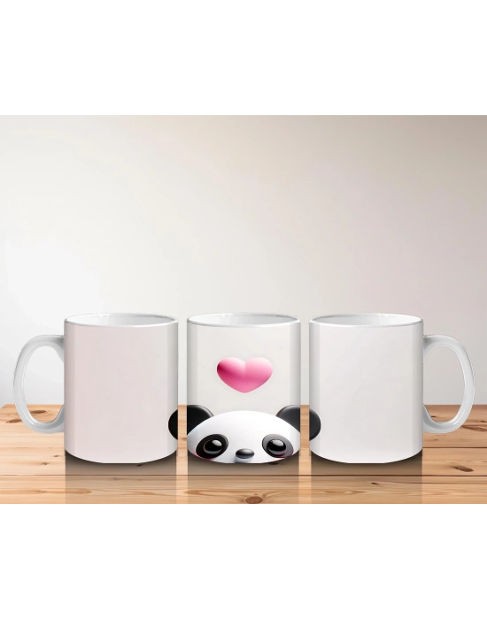 Kalp Balonu Tutan Şirin Panda – Baskılı Kupa Bardak