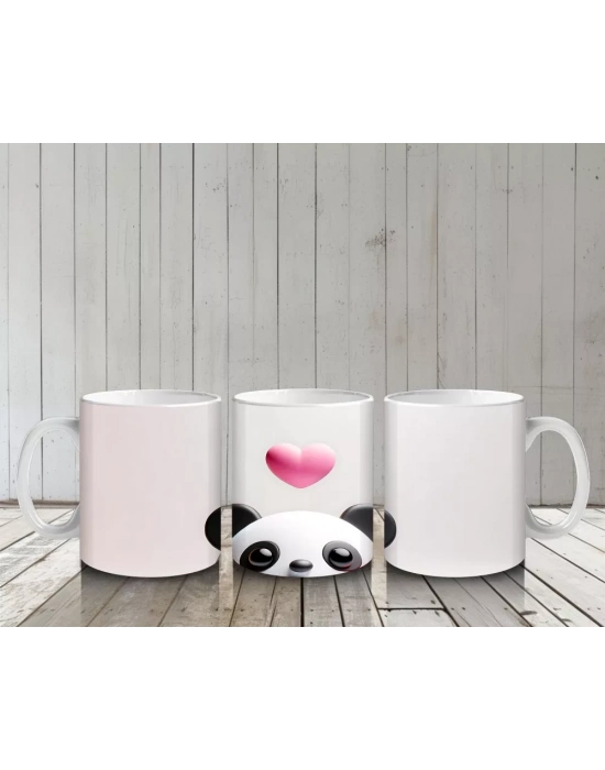 Kalp Balonu Tutan Şirin Panda – Baskılı Kupa Bardak