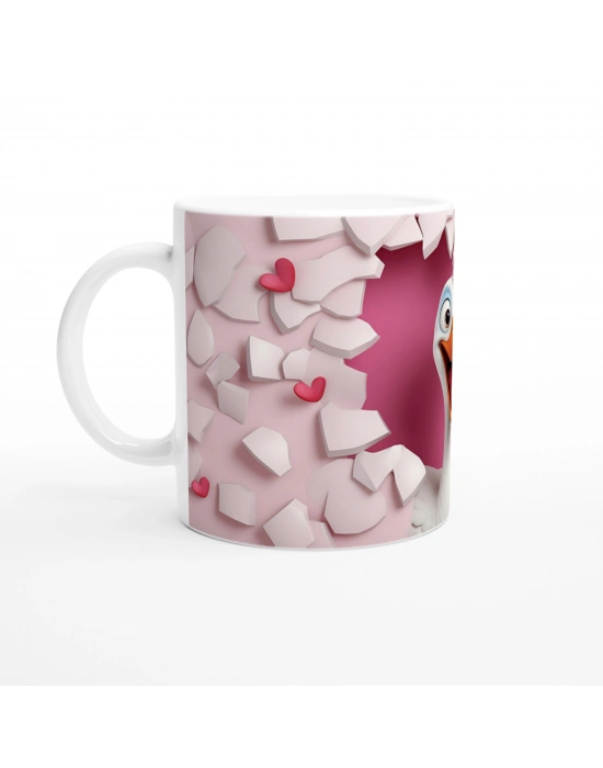 Kalp Çatlağından Bakan Kaz Temalı Baskılı Kupa Bardak