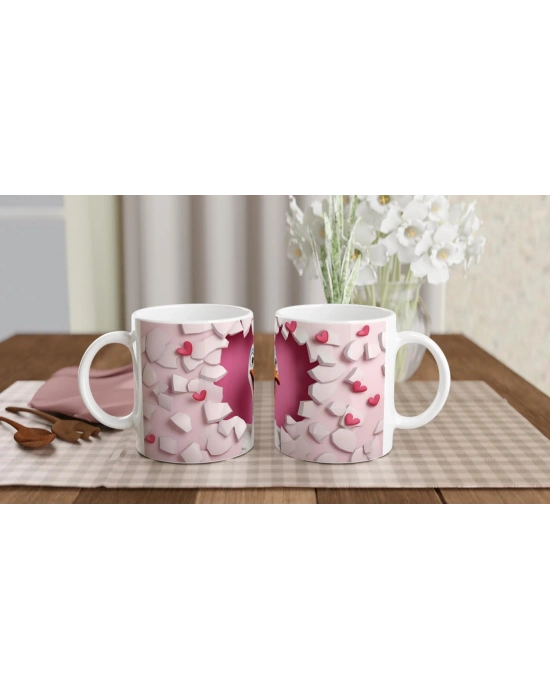 Kalp Çatlağından Bakan Kaz Temalı Baskılı Kupa Bardak