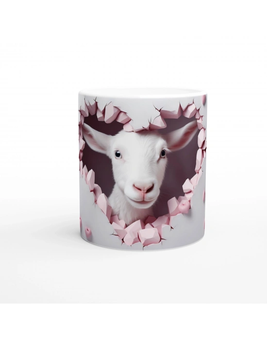 Kalp Çatlağından Bakan Keçi Temalı Baskılı Kupa Bardak