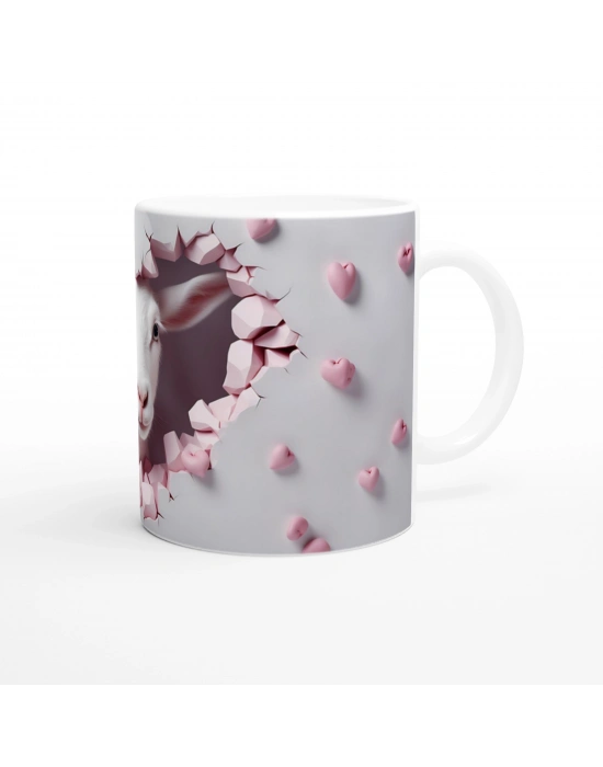 Kalp Çatlağından Bakan Keçi Temalı Baskılı Kupa Bardak