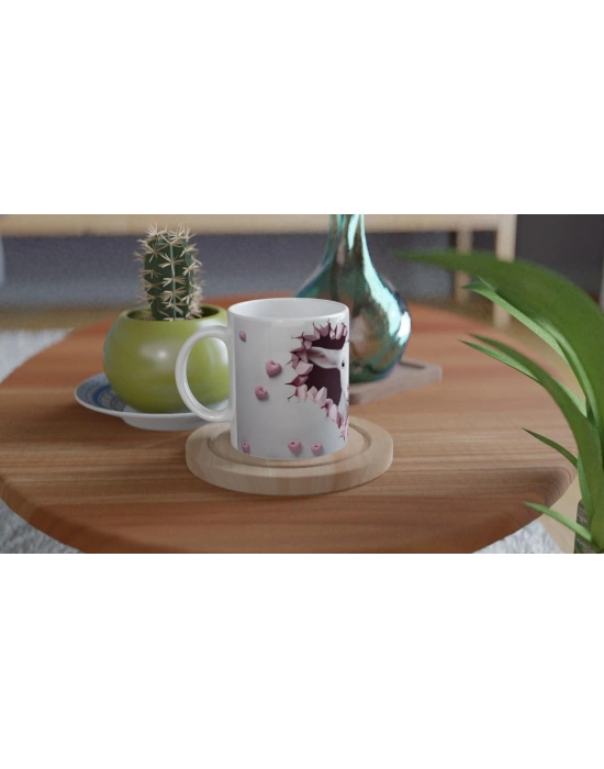 Kalp Çatlağından Bakan Keçi Temalı Baskılı Kupa Bardak