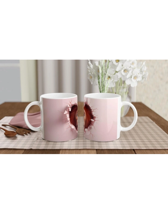 Kalp Çatlağından Bakan Şaşkın Orangutan Temalı Baskılı Kupa Bardak